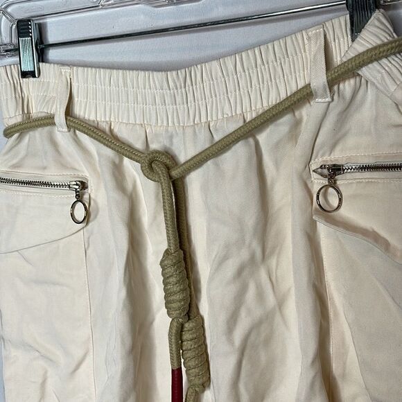Zara Cord Belt Cream High Waisted Shorts. Size Medium. - Picture 4 of 10
